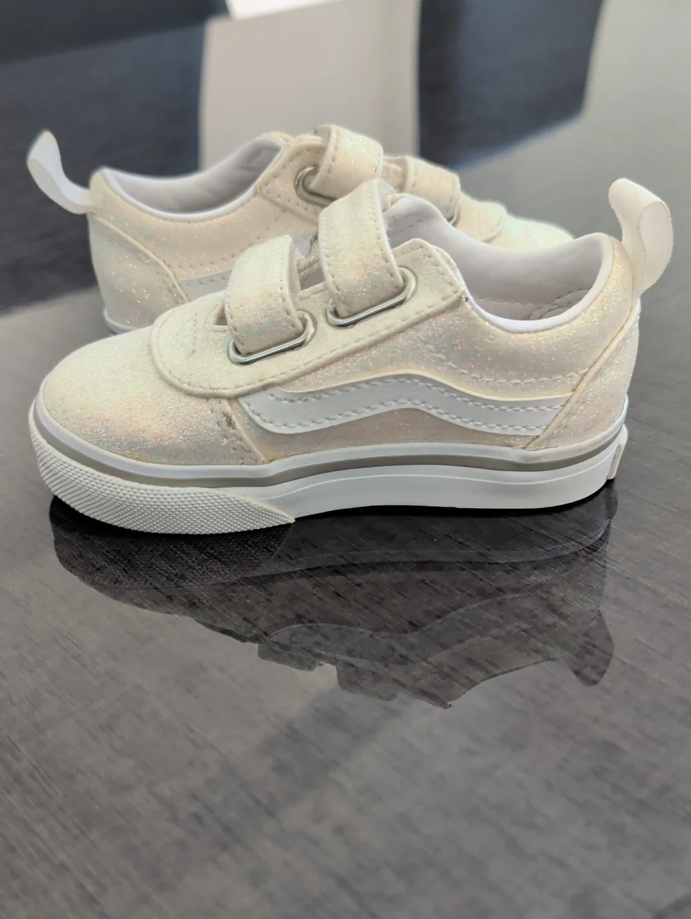 Vans Baby Girl WARD V Gold Glitter Sneakers Gym Shoes